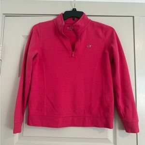 Vineyard Vines Women's Bright Pink Quarter-Zip Sweatshirt